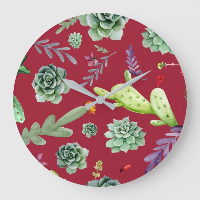 Cactus Pattern 4 Large Clock (Front)