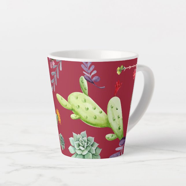 Cactus Pattern 4 Latte Mug (Right Angle)