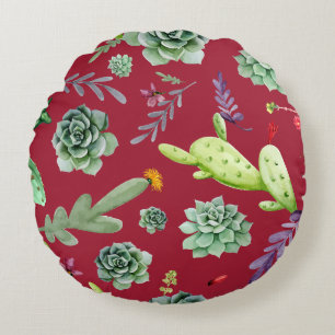 Cactus Pattern 4 Round Pillow
