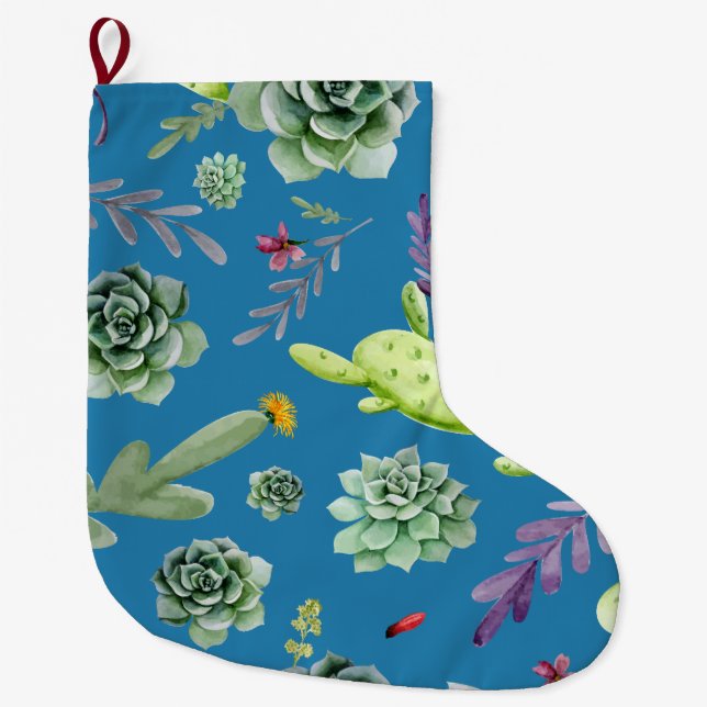Cactus Pattern 5 Large Christmas Stocking (Front)