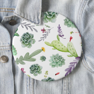 Cactus Pattern 6 Inch Round Button