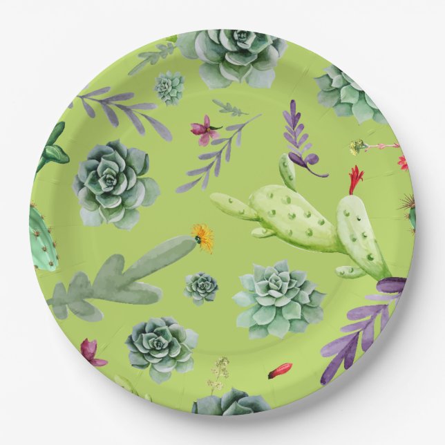 Cactus Pattern 6 Paper Plate (Front)