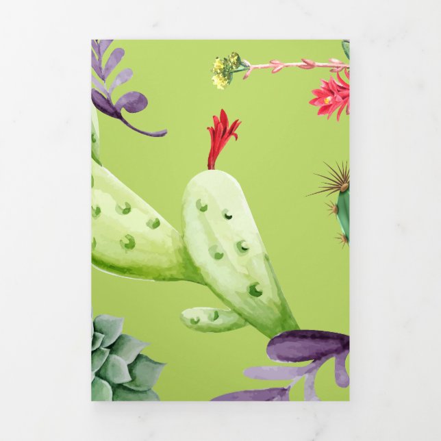 Cactus Pattern 6 Tri-Fold Holiday Card (Cover)