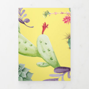 Cactus Pattern 9 Tri-Fold Holiday Card