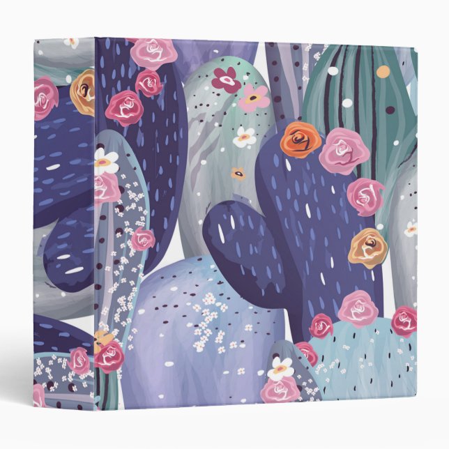 Cactus Pattern Colourful Watercolor Binder (Front/Spine)