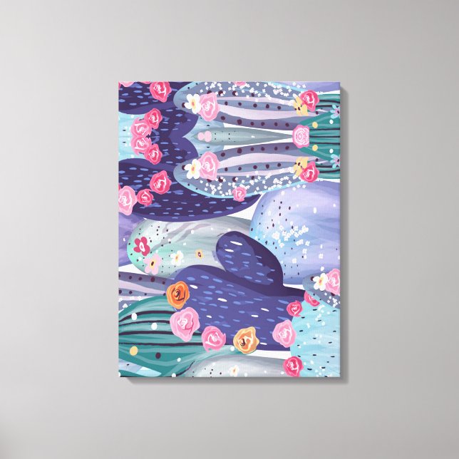 Cactus Pattern Colourful Watercolor Canvas Print (Front)