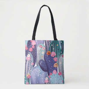 Cactus Pattern Colourful Watercolor Tote Bag