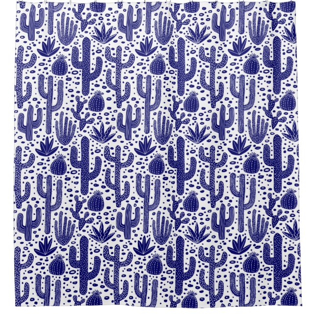 Cactus Pattern - Dark Blue and White (Front)