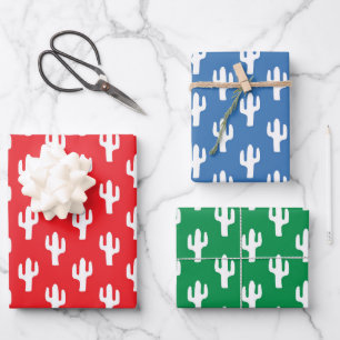Cactus Pattern Desert Southwest Primary Colours Fu Wrapping Paper Sheet