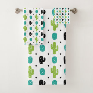 Cactus pattern design bath towel set
