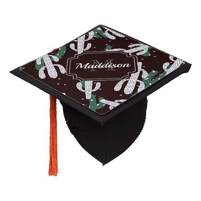 Cactus Pattern Graduation Cap Topper (Angled)
