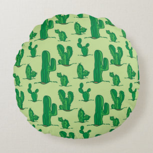 cactus pattern. hand drawing pattern. seamless han round pillow