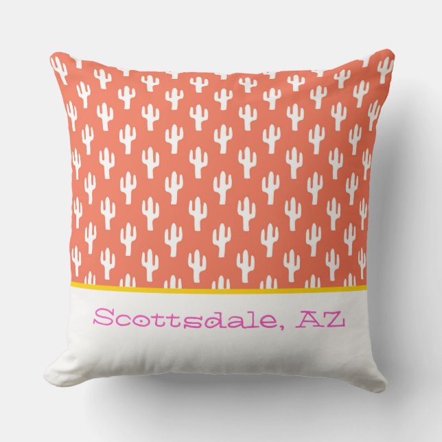 Cactus Pattern LOCATION Colourful Southwest Desert Throw Pillow (Front)