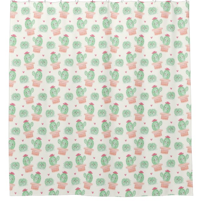 Cactus Pattern Shower Curtain (Front)