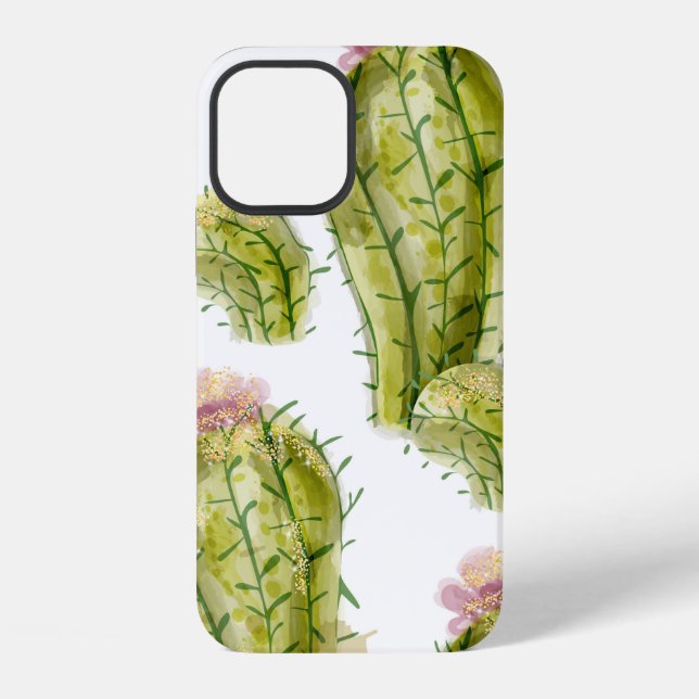 Cactus pattern watercolor iPhone case (Back)