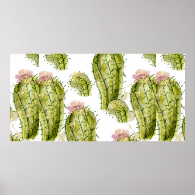 Cactus pattern watercolor poster (Front)