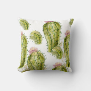 Cactus pattern watercolor throw pillow