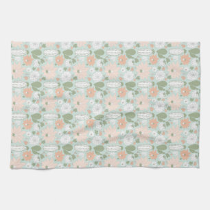 Cactus Pêcher Vert Blanc Floral Imprimer Serviette