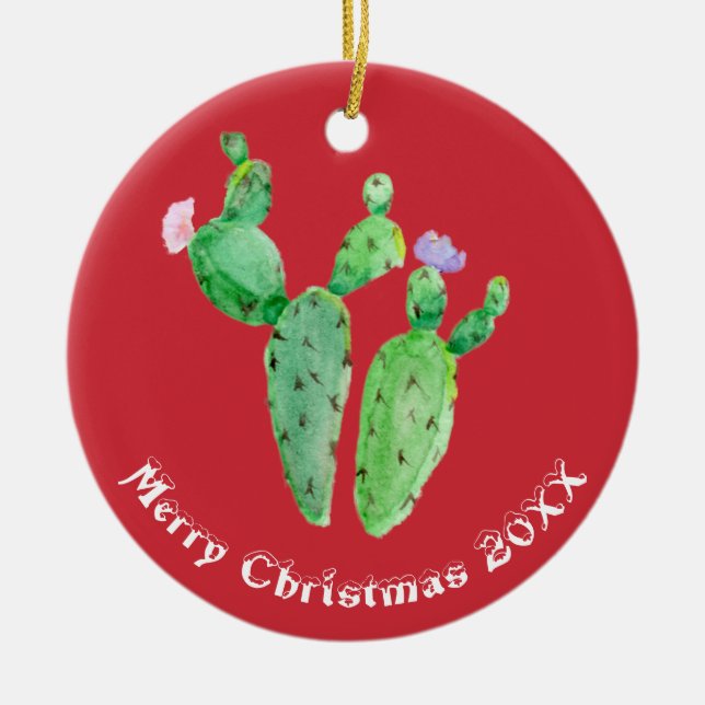 Cactus Personalized Ceramic Ornament (Front)