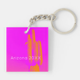 Cactus Photo Art Colourful ARIZONA Desert Souvenir Keychain