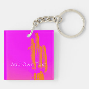 Cactus Photo Art Colourful OWN TEXT Desert Souveni Keychain
