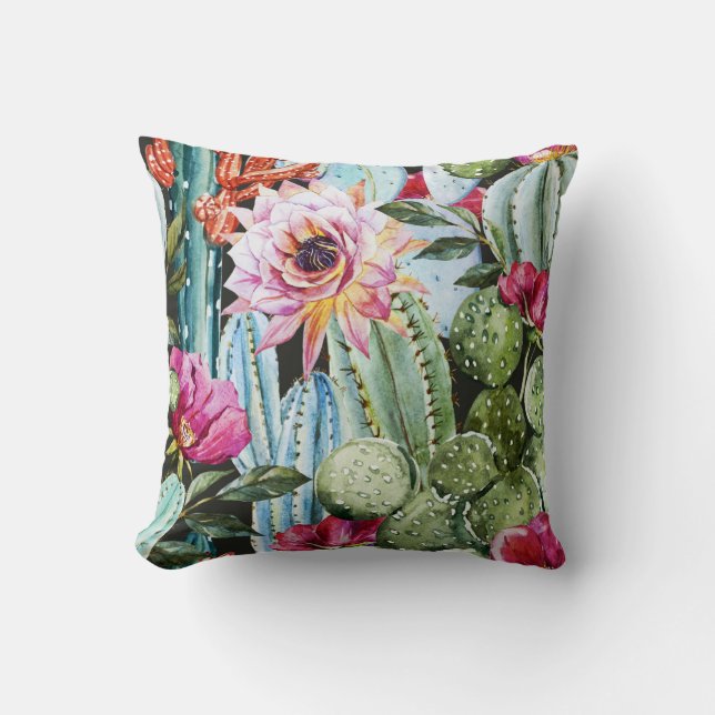 Cactus pillow (Black) (Front)