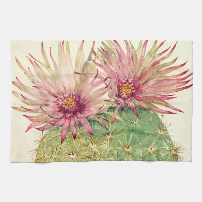 Cactus Pink Blossoms Kitchen Towel (Horizontal)