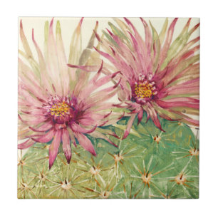 Cactus Pink Blossoms Tile