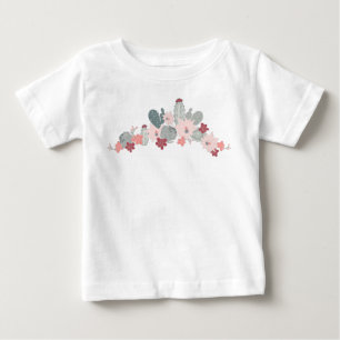 Cactus Pink Mint Succulents Desert Plants Motif Baby T-Shirt