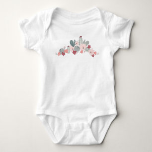 Cactus Pink Mint Succulents Plants Pattern Baby Bodysuit