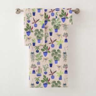 Cactus Pink Pattern Bath Towel Set