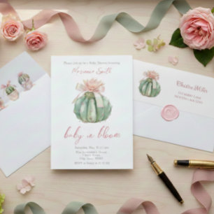 Cactus Pink Ribbon Baby Girl Shower Envelope