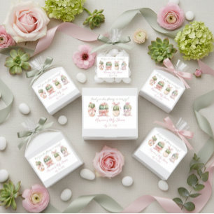 Cactus Pink Ribbon Baby Girl Shower Thank You Sticker