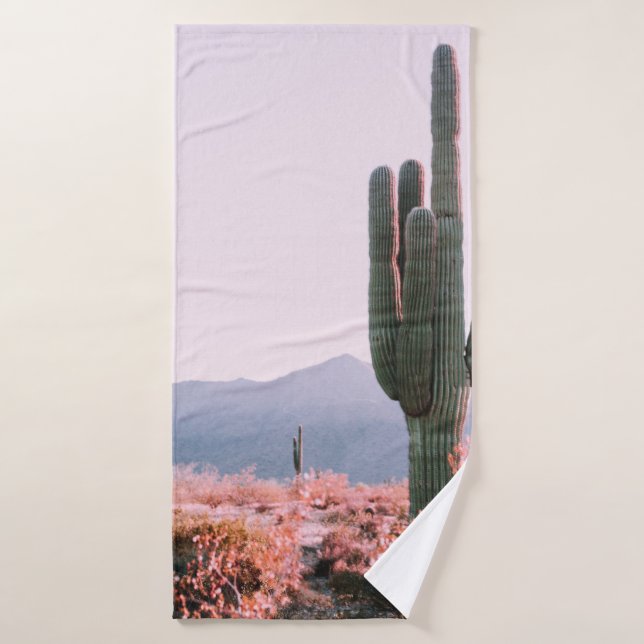CACTUS PLANT BESIDE ORANGE LEAFED PLANT BATH TOWEL (Bath Towel)
