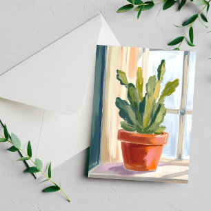 Cactus Plant   Green Botanical Watercolor Card