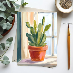 Cactus Plant   Green Botanical Watercolor Postcard