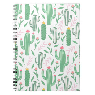 Cactus Plant Green Purple Pattern Notebook