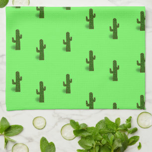 Cactus plant on light green kitchen towel