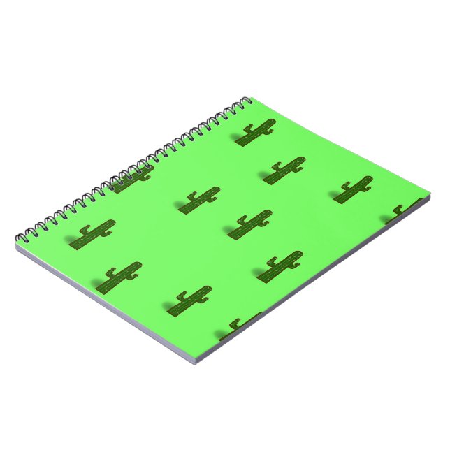 Cactus plant on light green notebook (Left Side)