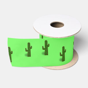 Cactus plant on light green satin ribbon