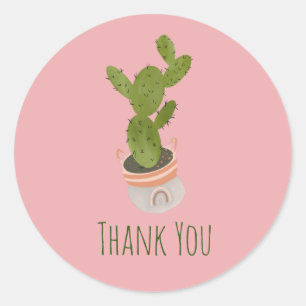 Cactus Plant Rainbow Basket Hand Drawn Classic Round Sticker