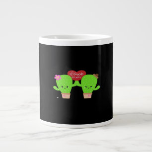 Cactus Plant Stuck On You Couples Heartfelt Design Large Coffee Mug