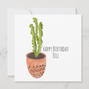 Cactus Plant Terracotta Hand Drawn  Birthday   Card