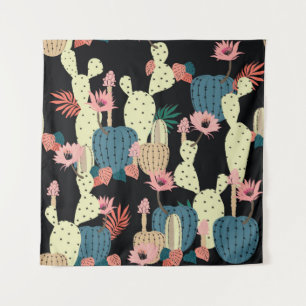 Cactus Plant: Vintage Botanical Pattern Tapestry