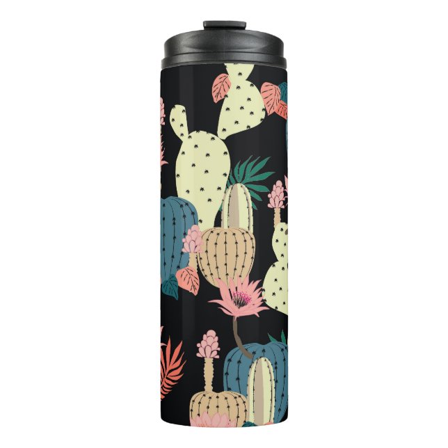 Cactus Plant: Vintage Botanical Pattern Thermal Tumbler (Front)