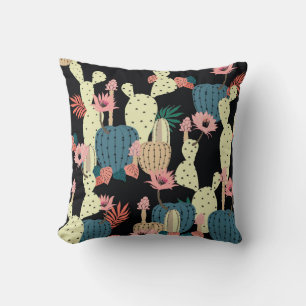 Cactus Plant: Vintage Botanical Pattern Throw Pillow