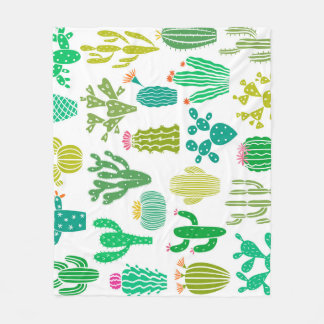 Cactus plant: vintage floral set. fleece blanket