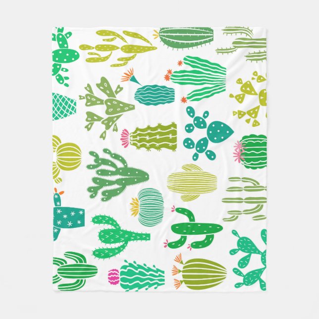 Cactus plant: vintage floral set. fleece blanket (Front)