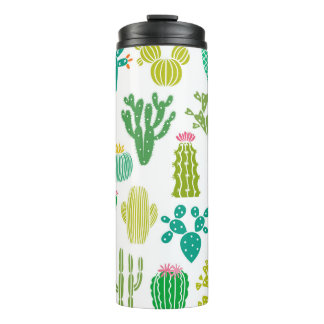 Cactus plant: vintage floral set. thermal tumbler