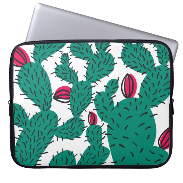 Cactus plant, vintage green seamless pattern. laptop sleeve (Front)